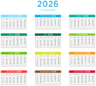 2026 US Colors Calendar Clipart
