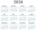 2026 US Stylized Blue PNG Calendar