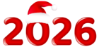 2026 with Christmas Hat PNG Clipart