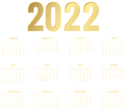 Calendar 2022 Gold Transparent PNG Image