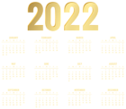 Calendar 2022 Gold US Transparent PNG Image