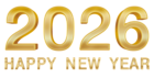 Golden 2026 Happy New Year PNG Clipart