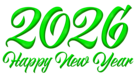Green Happy New Year 2026 PNG Clipart Image