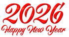 Red Happy New Year 2026 PNG Clipart Image