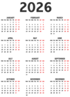 Transparent Calendar 2026 EU