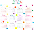 Transparent Colorful 2024 Calendar PNG Image