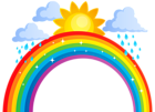 Rainbow Sun and Clouds PNG Transparent Clip Art Image