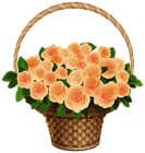 Basket with Yellow Roses PNG Clipart Image
