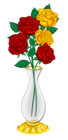 Beautiful Vase with Red and Yellow Roses PNG Picture