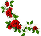 Decorative Element with Red Roses White Flowers and Hearts with Diamonds
