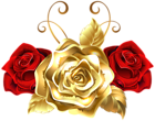 Gold and Red Roses PNG Clip Art Image