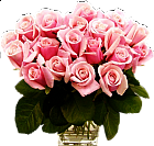 Pink Roses Transparent Vase Bouquet
