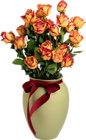 Vase with Orange Roses PNG Picture