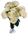 White Roses Transparent Vase Bouquet