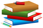 Books with Pencil and Marker PNG Clipart Image