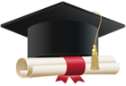 Graduation Cap Black and Diploma PNG Clipart