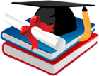 Graduation Cap Books and Diploma PNG Clip Art