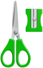 Green Scissors and Sharpener PNG Clipart