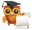 Owl with Diploma PNG Clipart Image
