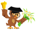 Owl with School Bell PNG Clipart Picture
