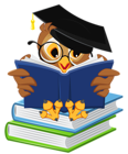 Owl with School Books PNG Clipart Picture