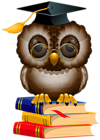 Owl with School Books and Cap PNG Clipart Image