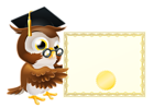 Owl with School Diploma PNG Clipart Picture