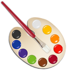 Palette with Paint Brush PNG Image