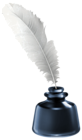 Quill and Blue Ink Pot Transparent PNG Clip Art Image