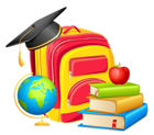 School Backpack and Decorations PNG Clipart