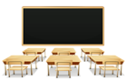 School Classroom with Blackboard and Desks PNG Clipart Picture