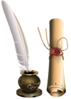 Scroll and Inkwell PNG Clip-Art Image