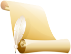Scrolled Paper and Quill Clip Art Image