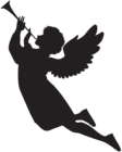 Angel with Fanfare Silhouette PNG Clip Art Image