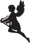 Angel with Harp Silhouette PNG Clip Art Image
