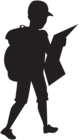 Boy with Backpack Silhouette PNG Clip Art Image
