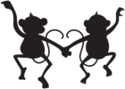 Cute Monkeys Silhouette PNG Transparent Clip Art Image