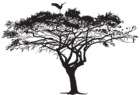 Exotic Tree and Bird Silhouette PNG Clip Art Image