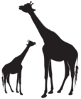 Giraffes Silhouette PNG Clip Art Image
