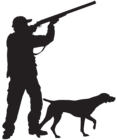 Hunter with Dog Silhouette PNG Clip Art Image