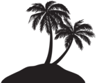 Island with Palm Trees Silhouette PNG Clip Art Image