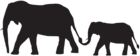 Mother and Baby Elephants Silhouette PNG Clip Art Image