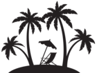 Palms and Beach Chair Silhouette PNG Clip Art