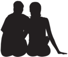 Sitting Couple Silhouette PNG Clip Art Image