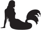 Sitting Mermaid Silhouette PNG Clip Art