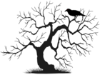 Tree with Bird Silhouette PNG Clipart