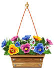 Hanging Box with Violets PNG Clipart Picture