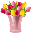 Spring Bucket with Tulips Transparent PNG Clip Art Image