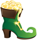 Leprechaun Shoe with Gold Coins PNG Clipart Image