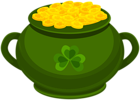 St Patrick's Day Green Pot of Gold PNG Clipart